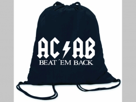 A.C. A. B.  -  Beat Em Back  ľahké sťahovacie vrecko ( batôžtek / vak ) s čiernou šnúrkou, 100% bavlna 100 g/m2, rozmery cca. 37 x 41 cm